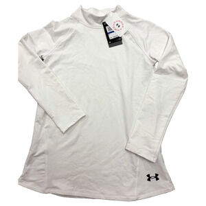 Under Armour Girls YXL Fitted White Long Sleeve Shirt Cold Gear BRAND NEW